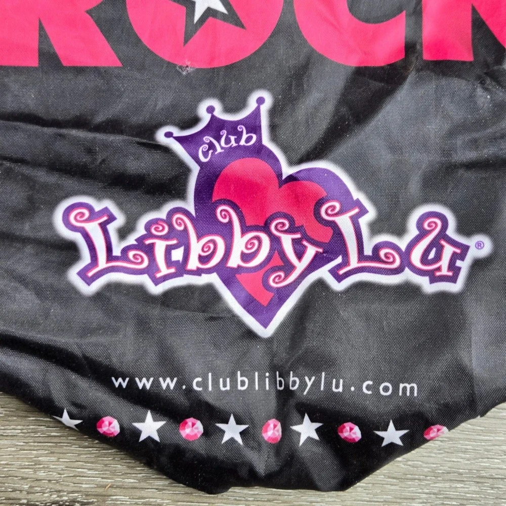 Club Libby Lu Drawstring Backpack Girls OS Black Pink Stars Rock Y2K Bag